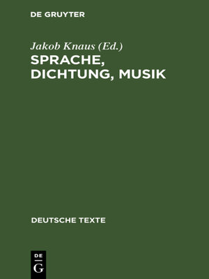 cover image of Sprache, Dichtung, Musik